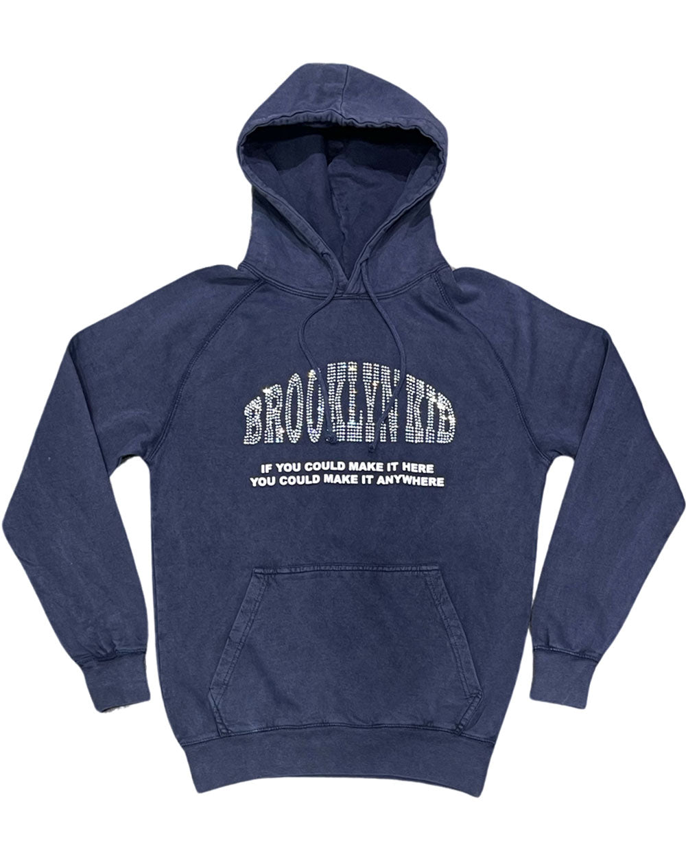BROOKLYN KID RHINESTONE HOODIE - NAVY BLUE