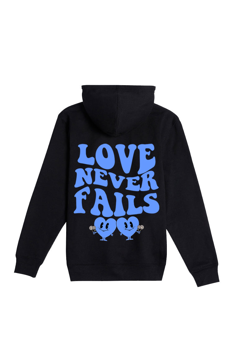 Guy Benson Collection Love Never Fails Hoodie -Black/Baby Blue