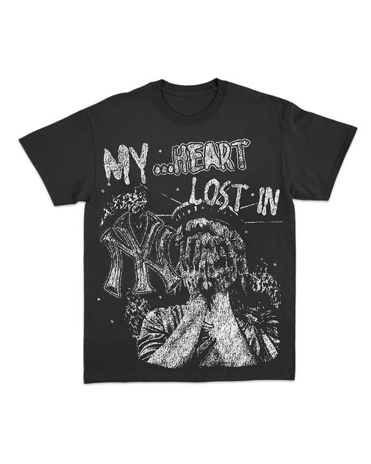 INDORE COLLECTION MY HEART T-SHIRT - BLACK