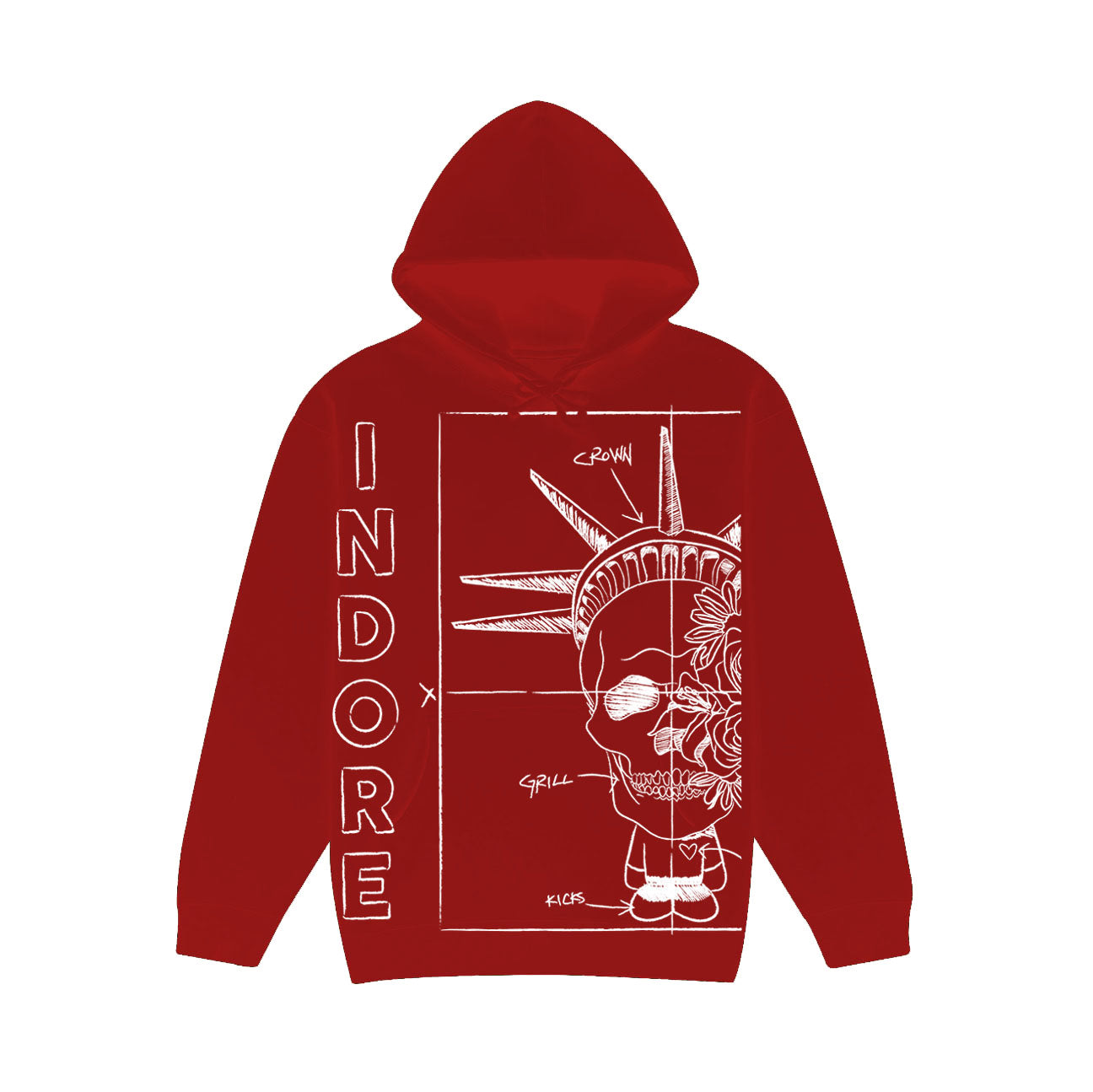 Indore Collection Baby Liberty Chalk Hoodie - Red
