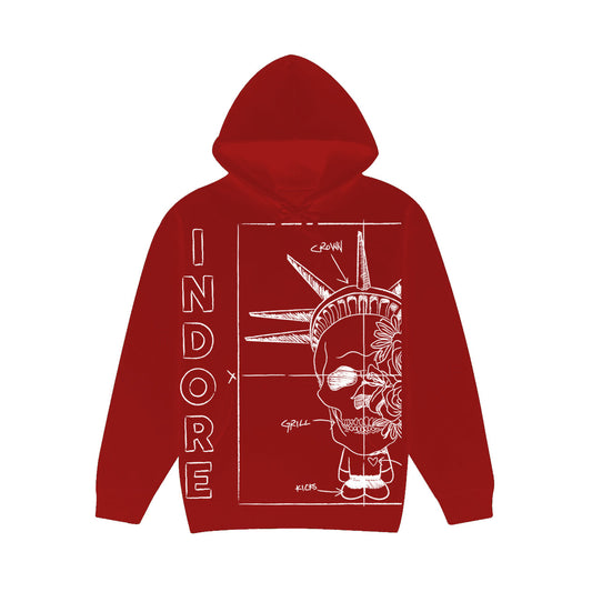 Indore Collection Baby Liberty Chalk Hoodie - Red