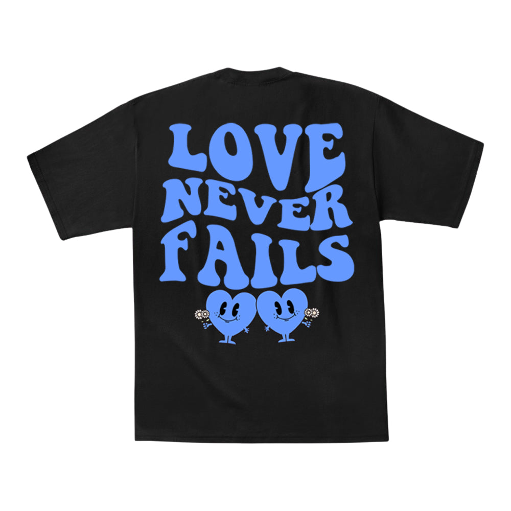 Guy Benson Collection Love Never Fails T-Shirt -Black/Baby Blue