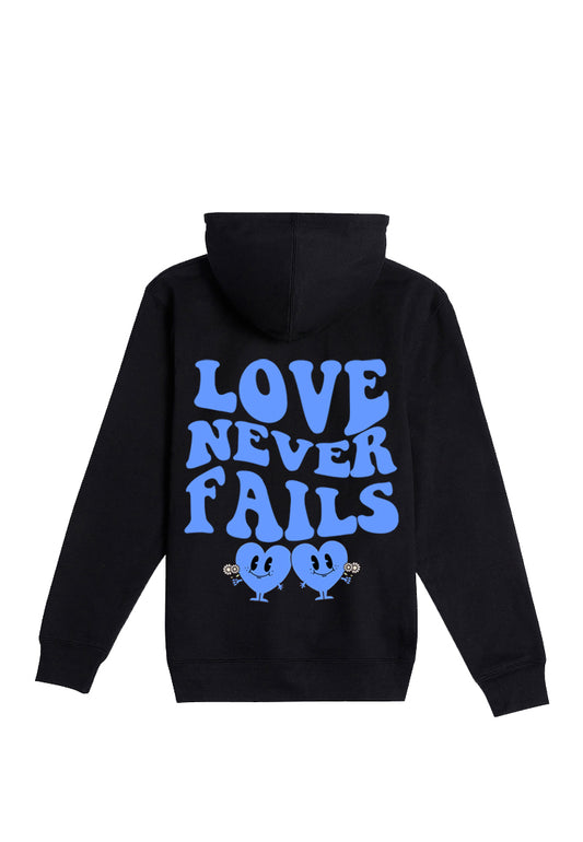 Guy Benson Collection Love Never Fails Hoodie -Black/Baby Blue