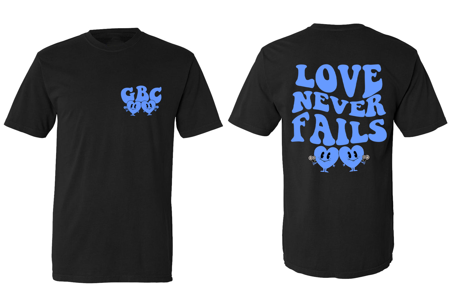 Guy Benson Collection Love Never Fails T-Shirt -Black/Baby Blue