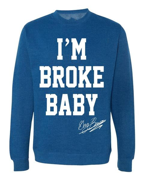 Guy Benson Collection "I'm Broke Baby" crewneck sweater -Royal/White